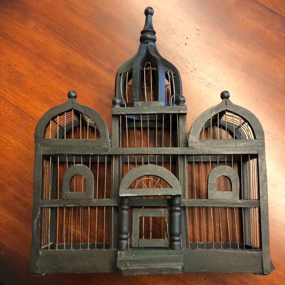 Vintage Taj Mahal Wood + Wire Decorative Birdcage